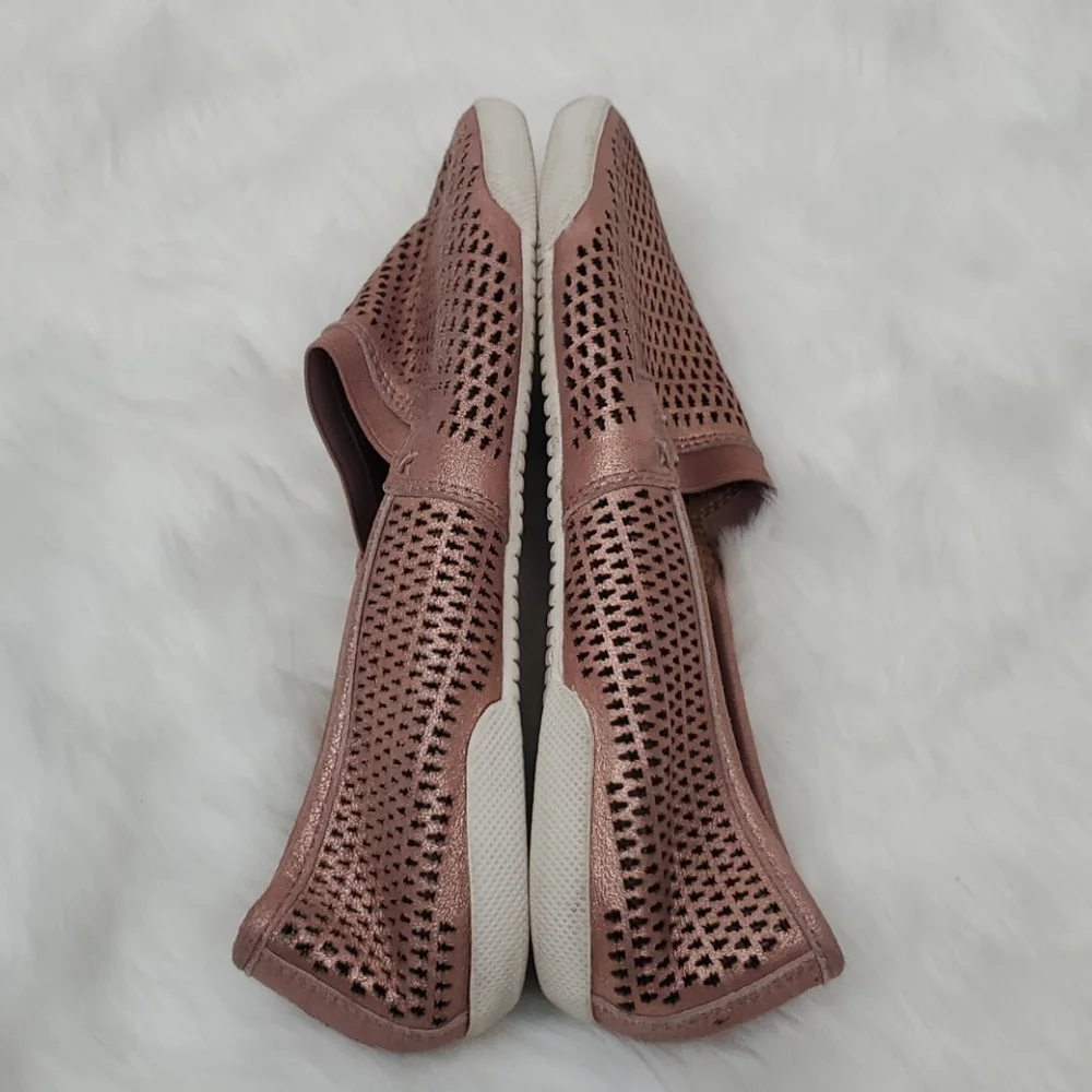 Frye Rose Gold Perforated Slip-On Flats